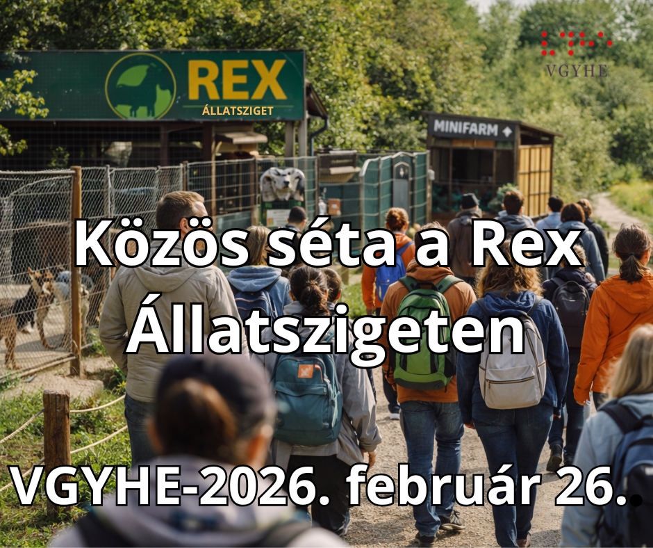 A képen egy csoport ember látható hátulról, akik egy szabadtéri állatkertben, a Rex Állatszigeten sétálnak. A háttérben ketrecek és állatok láthatók, valamint egy "MINIFARM" feliratú épület.